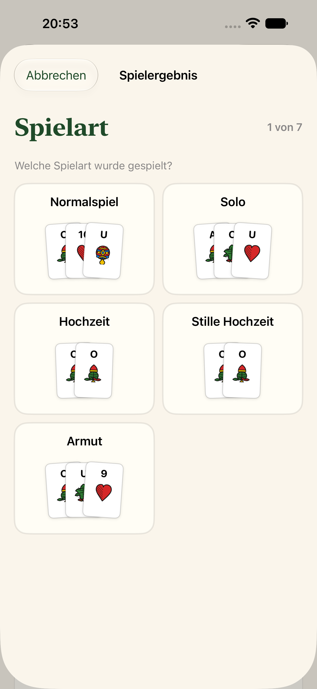 Ergebniseingabe auf dem iPhone